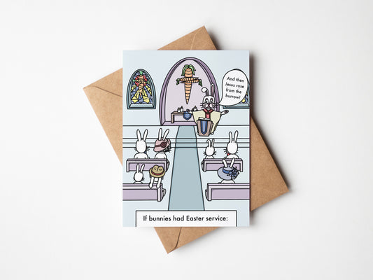 "Bunny Church" Funny Easter Card - Religious Card