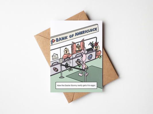 "Easter Robbery" Funny Easter Card – Chaotic Bunny Heist