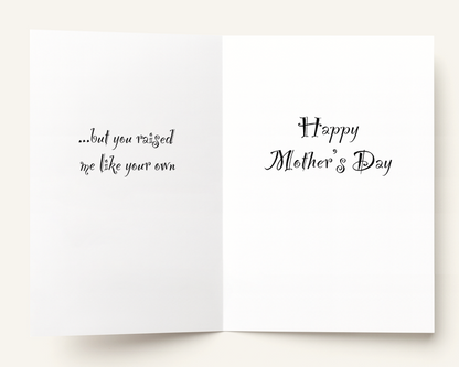 Open card with 'Happy Mother's Day' text on a white background